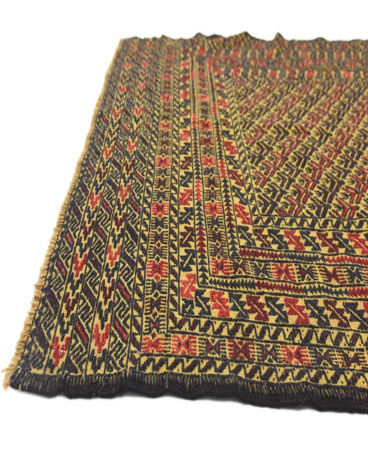 Detail image of 4' 2 x 6'  Hand Woven Kilim Afghan Wool Rug