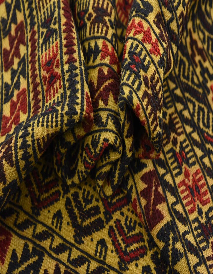 Detail image of 4' 2 x 6'  Hand Woven Kilim Afghan Wool Rug