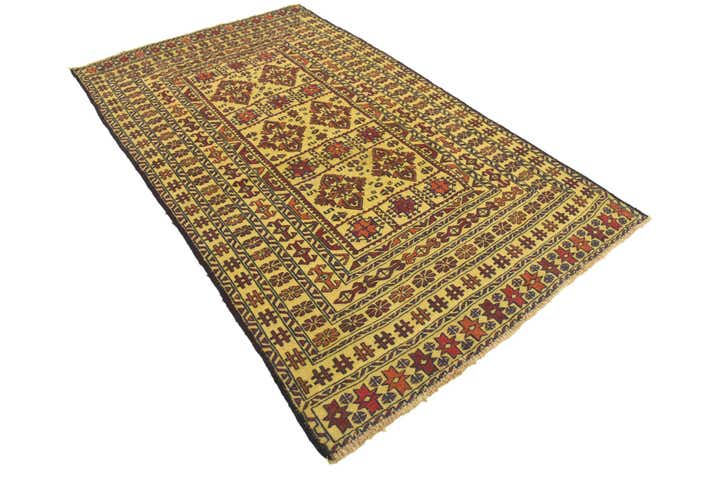 3' 10 x 6' 7 Hand Woven Kilim Afghan Wool Rug