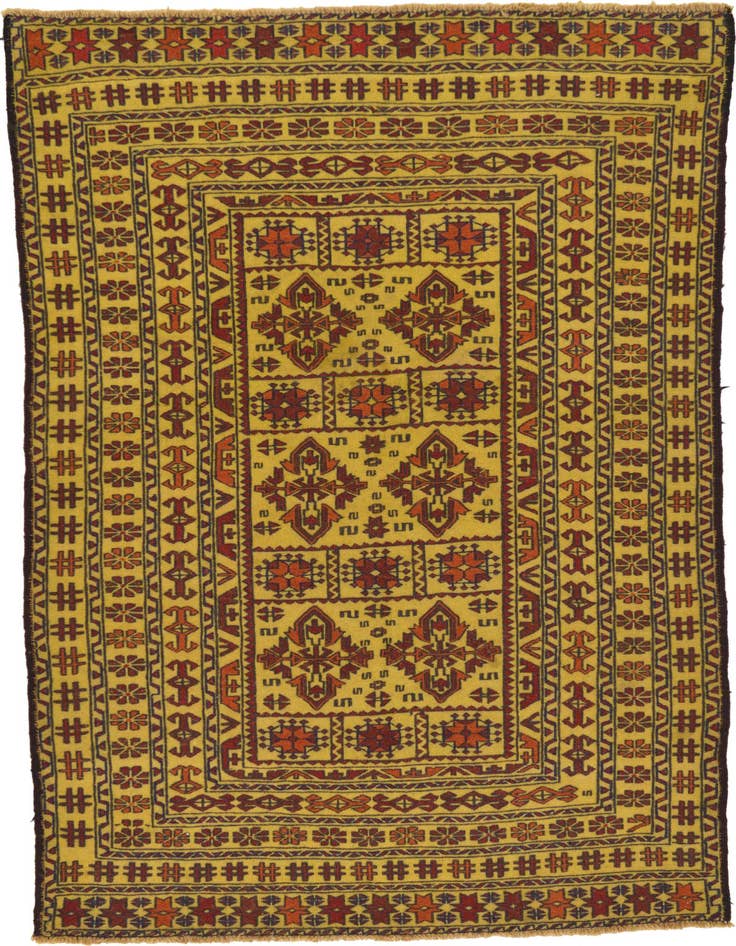 Detail image of 3' 10 x 6' 7 Hand Woven Kilim Afghan Wool Rug