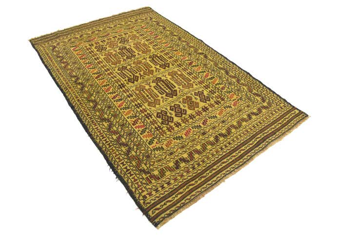 4' x 6' 4 Hand Woven Kilim Afghan Wool Rug