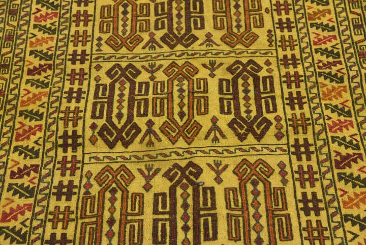 4' x 6' 4 Hand Woven Kilim Afghan Wool Rug