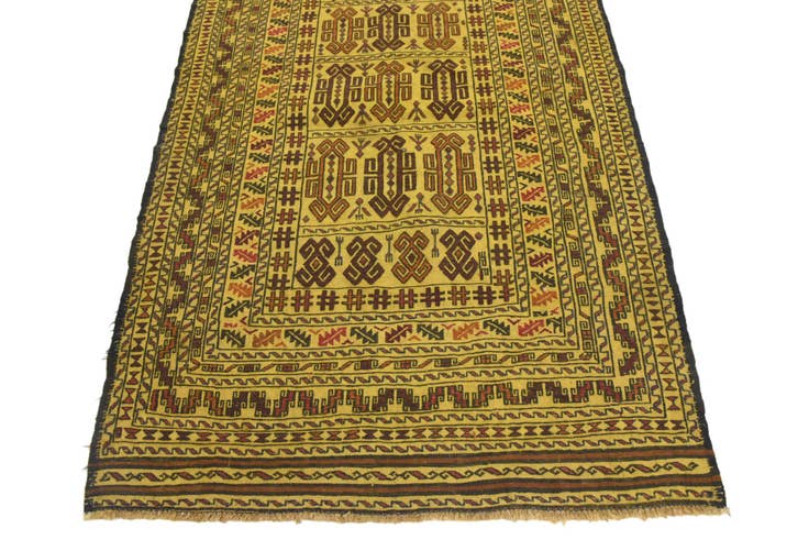 Detail image of 4' x 6' 4 Hand Woven Kilim Afghan Wool Rug