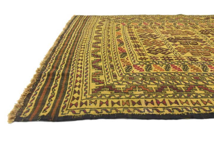 4' x 6' 4 Hand Woven Kilim Afghan Wool Rug