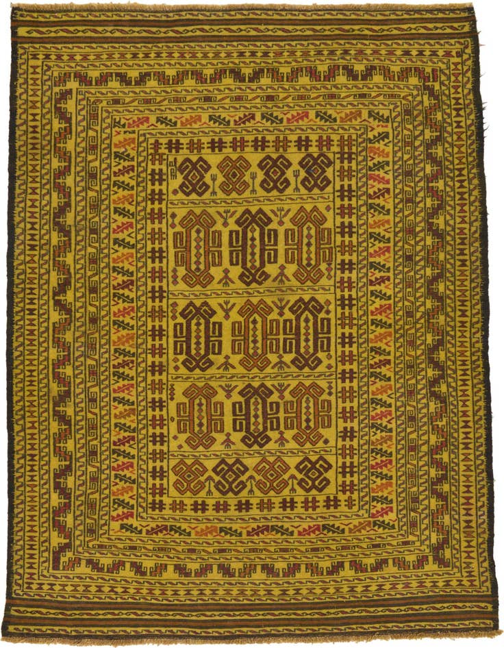 Detail image of 4' x 6' 4 Hand Woven Kilim Afghan Wool Rug