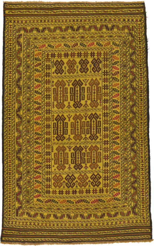 Detail image of 4' x 6' 4 Hand Woven Kilim Afghan Wool Rug