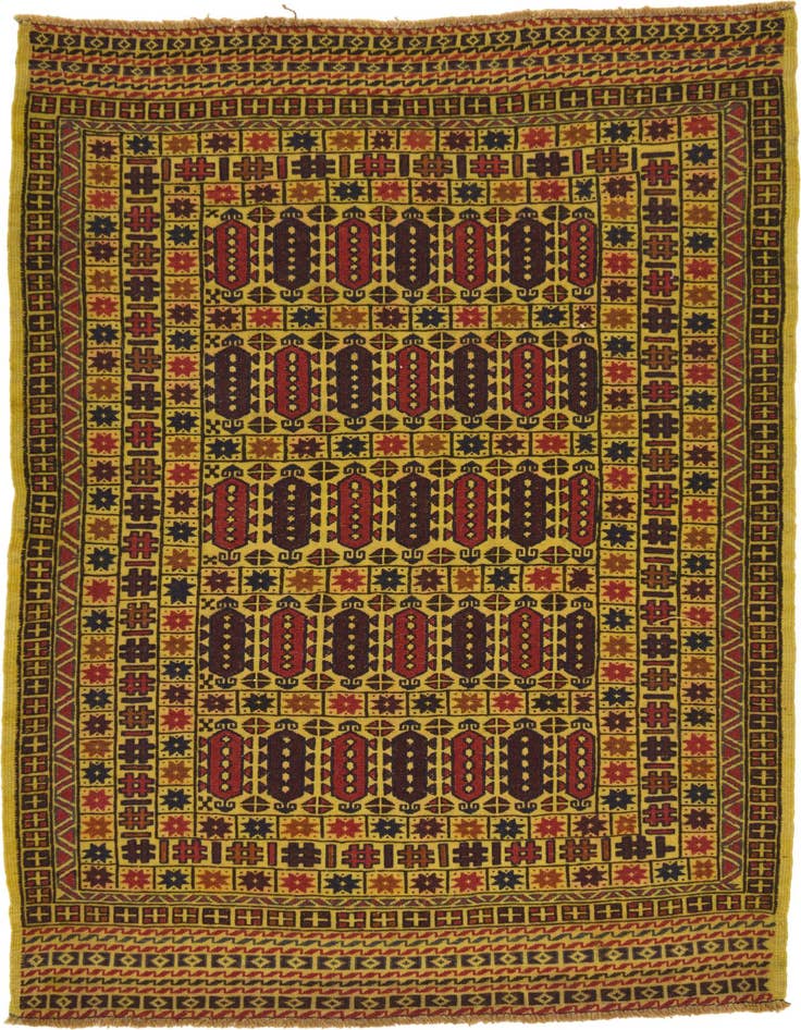 Detail image of 3' 10 x 6' Hand Woven Kilim Afghan Wool Rug