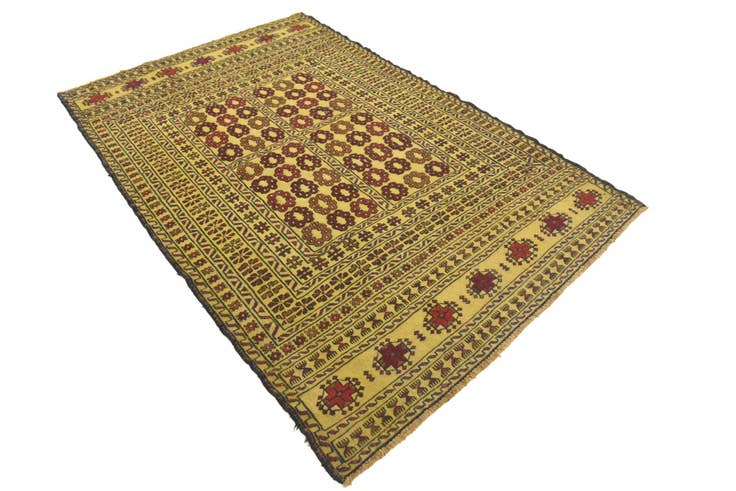 Detail image of 4' 2 x 6' 3 Hand Woven Kilim Afghan Wool Rug