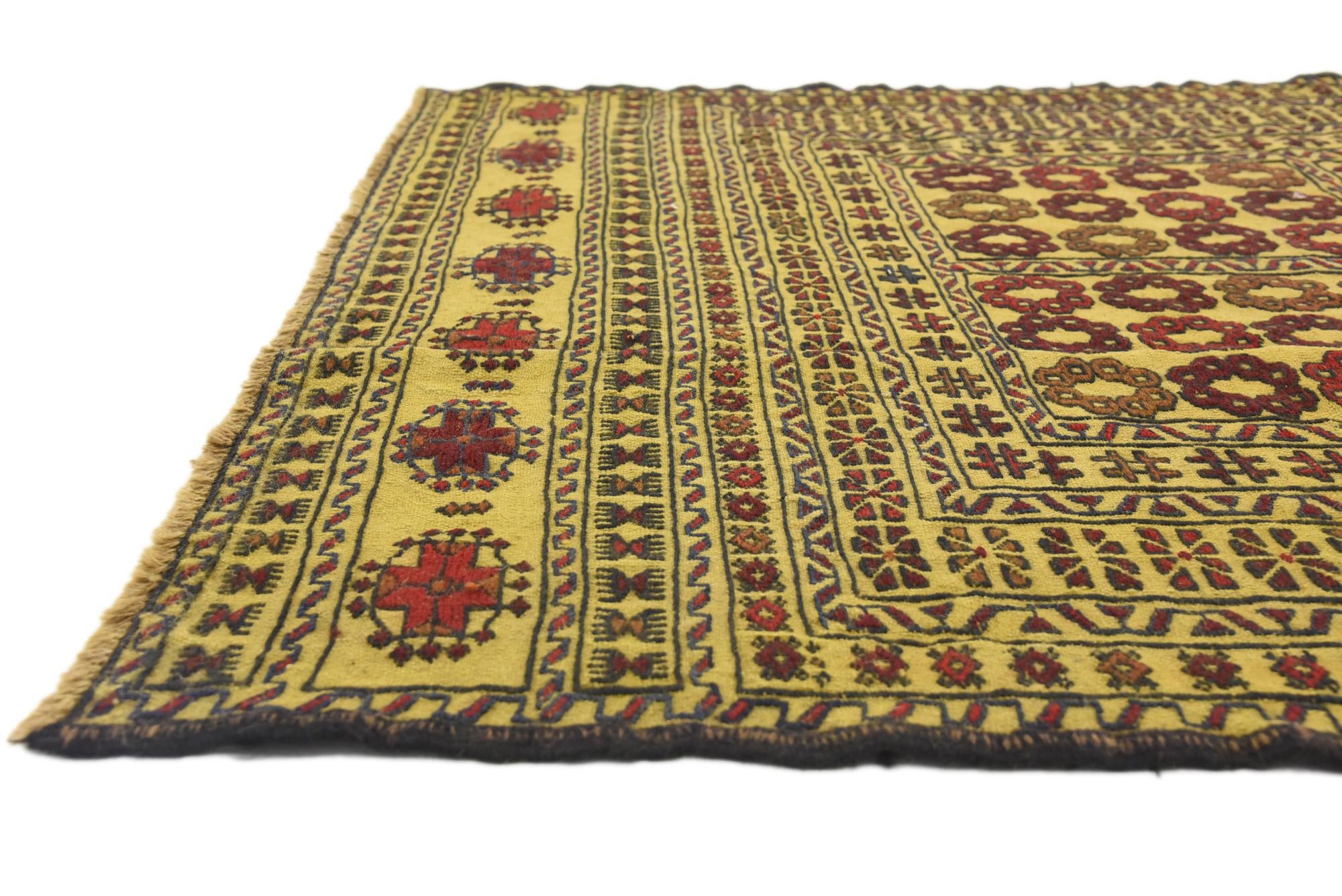 4' 2 x 6' 3 Hand Woven Kilim Afghan Wool Rug