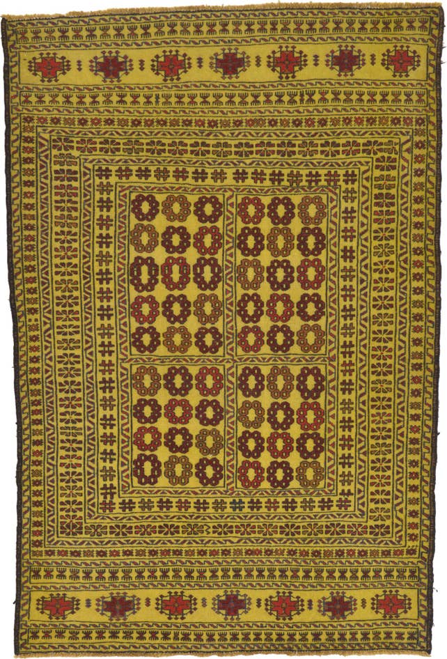 Detail image of 4' 2 x 6' 3 Hand Woven Kilim Afghan Wool Rug