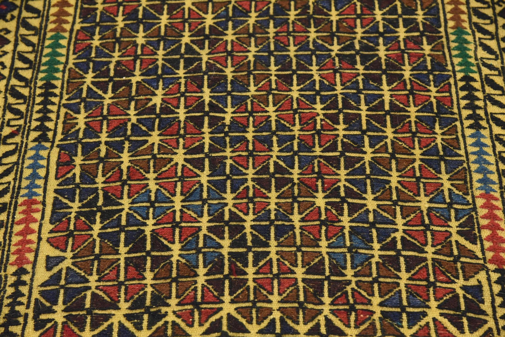 3' 10 x 6' 2 Hand Woven Kilim Afghan Wool Rug
