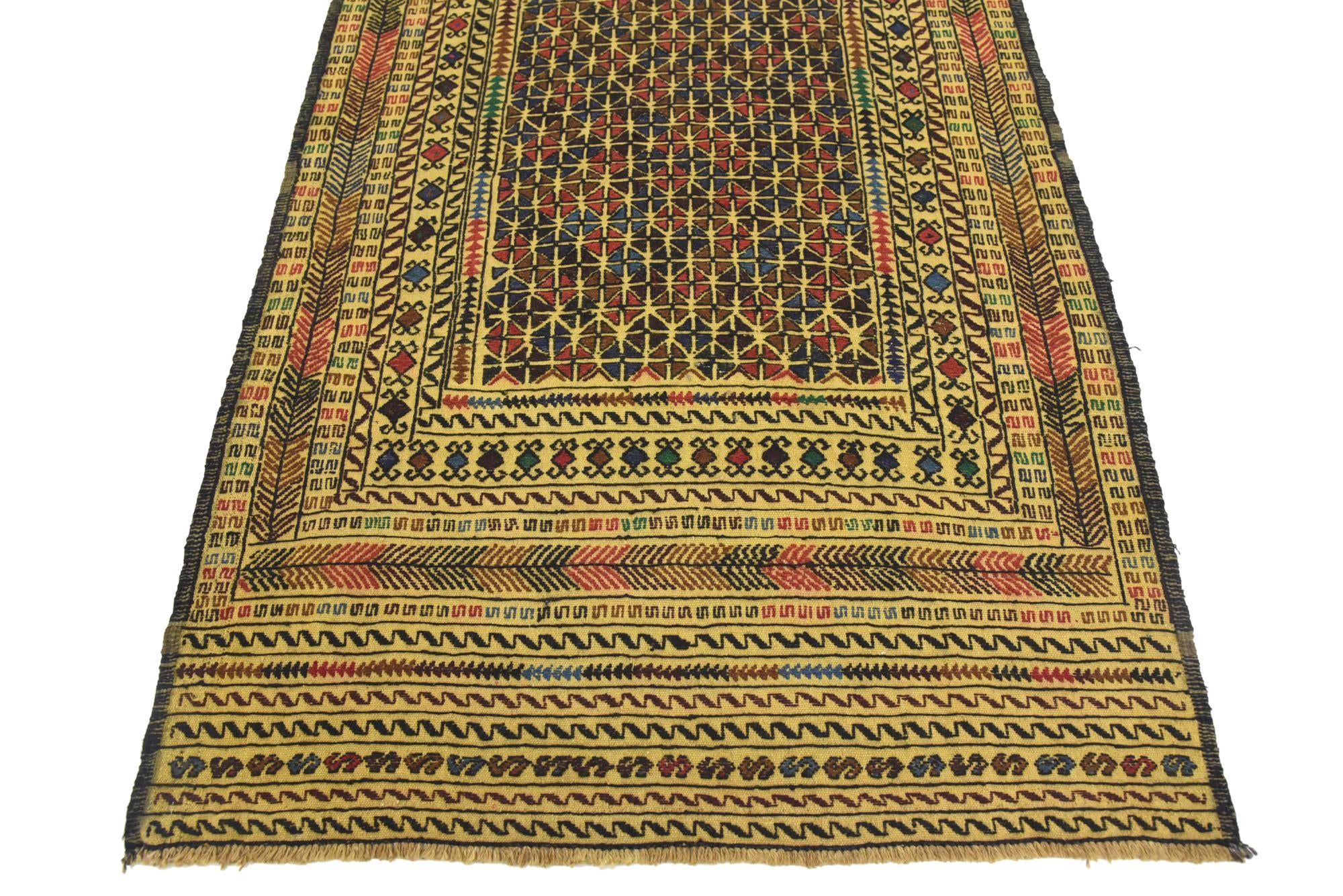 3' 10 x 6' 2 Hand Woven Kilim Afghan Wool Rug