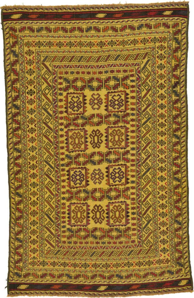 3' 9 x 6' Hand Woven Kilim Afghan Wool Rug