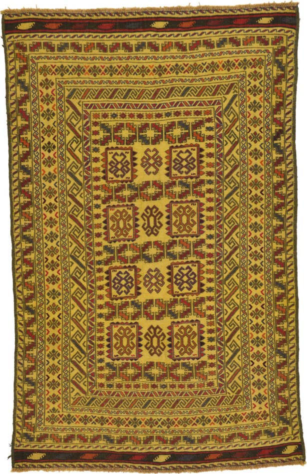 Detail image of 3' 9 x 6' Hand Woven Kilim Afghan Wool Rug