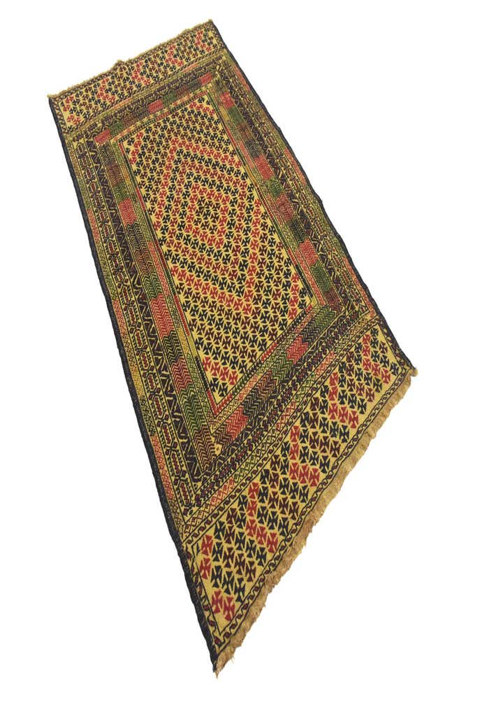 3' 5 x 5' 9 Hand Woven Kilim Afghan Wool Rug