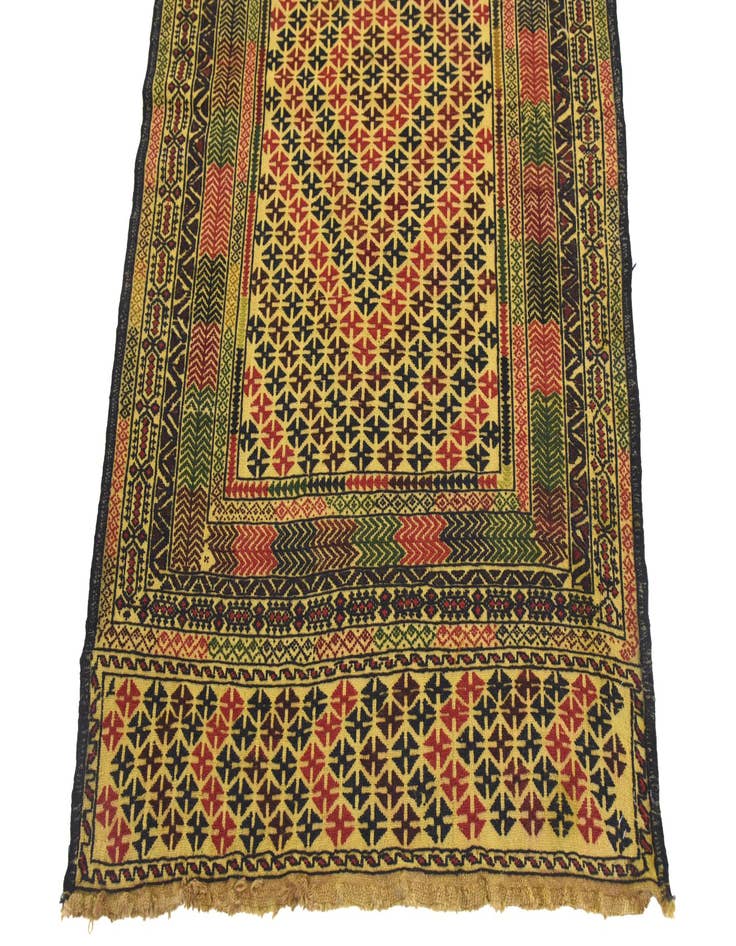 Detail image of 3' 5 x 5' 9 Hand Woven Kilim Afghan Wool Rug