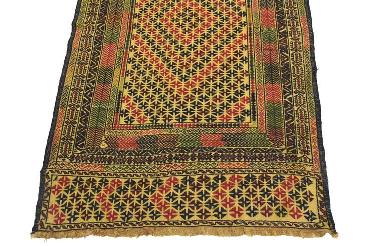 Detail image of 3' 5 x 5' 9 Hand Woven Kilim Afghan Wool Rug