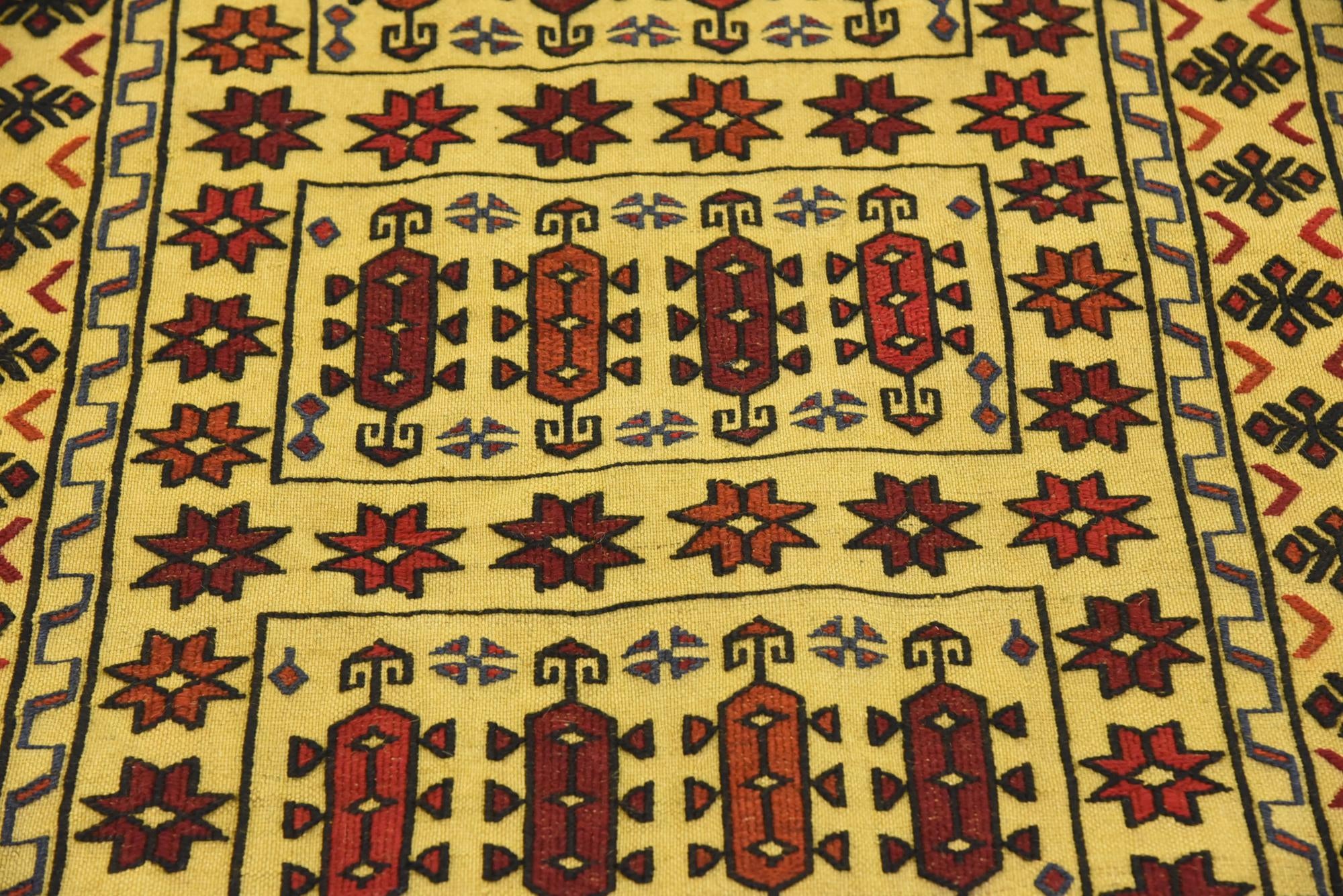 4' x 6' 4 Hand Woven Kilim Afghan Wool Rug