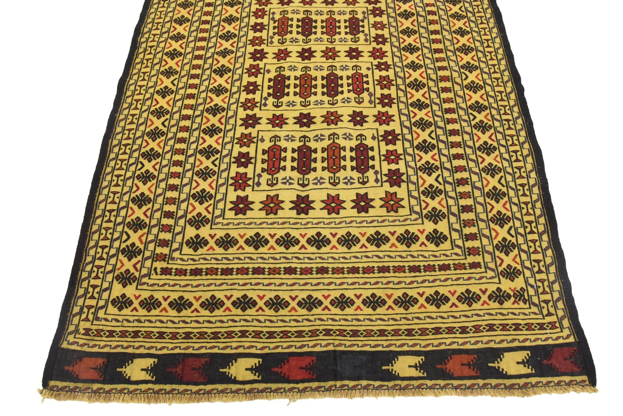 4' x 6' 4 Hand Woven Kilim Afghan Wool Rug