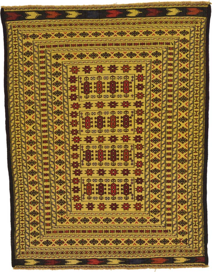 Detail image of 4' x 6' 4 Hand Woven Kilim Afghan Wool Rug