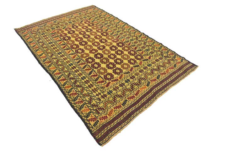 4' 2 x 6' 3 Hand Woven Kilim Afghan Wool Rug