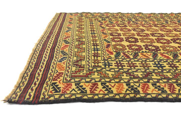 4' 2 x 6' 3 Hand Woven Kilim Afghan Wool Rug