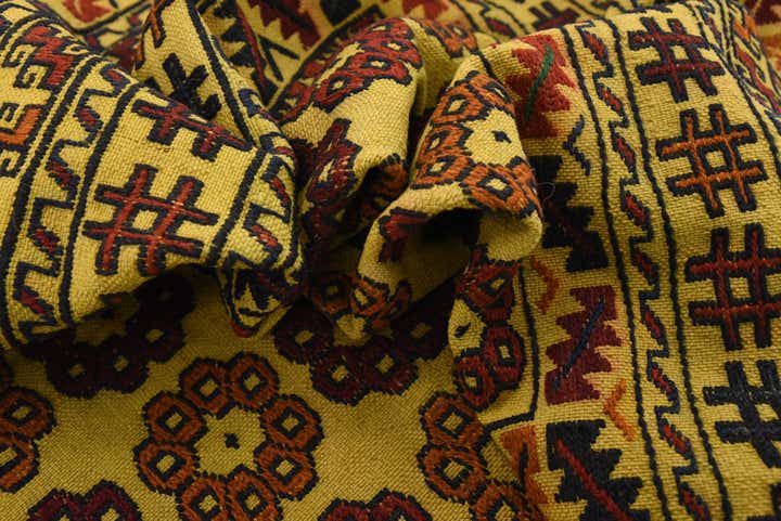 4' 2 x 6' 3 Hand Woven Kilim Afghan Wool Rug