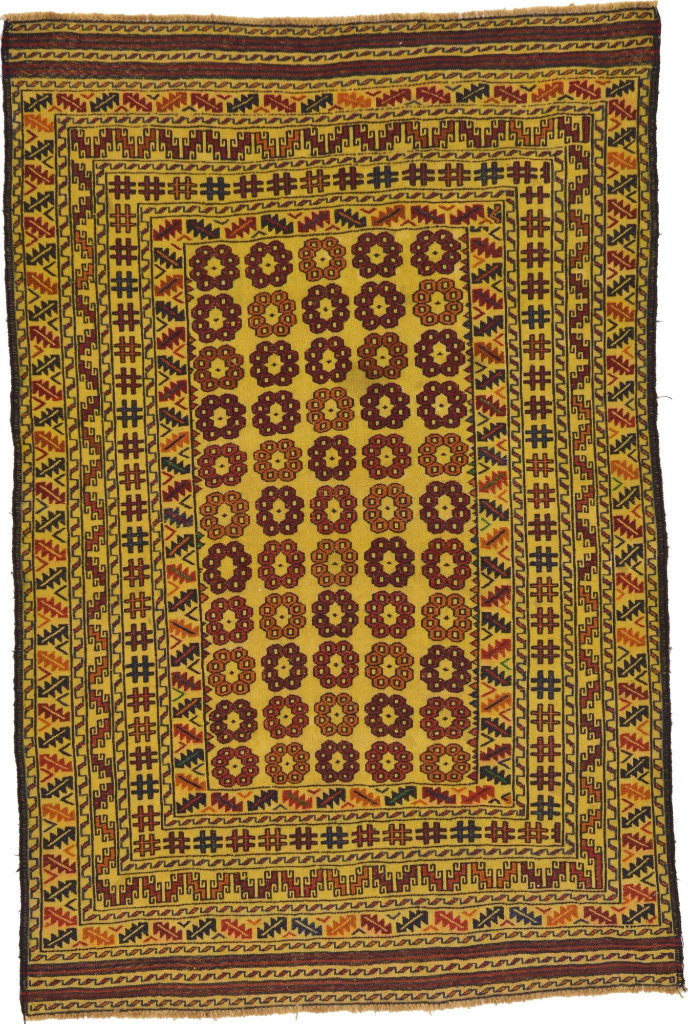 4' 2 x 6' 3 Hand Woven Kilim Afghan Wool Rug