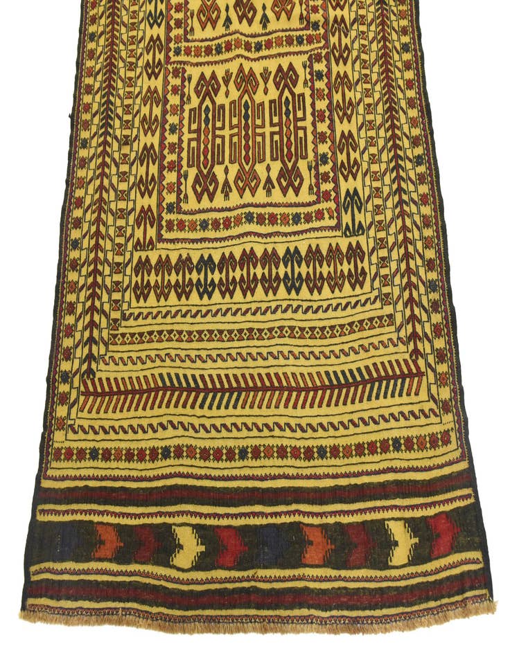 Detail image of 3' 10 x 5' 10 Hand Woven Kilim Afghan Wool Rug
