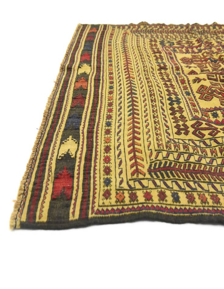 Detail image of 3' 10 x 5' 10 Hand Woven Kilim Afghan Wool Rug