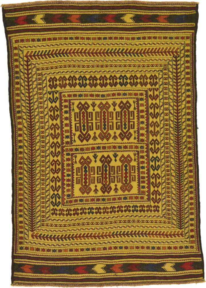 3' 10 x 5' 10 Hand Woven Kilim Afghan Wool Rug