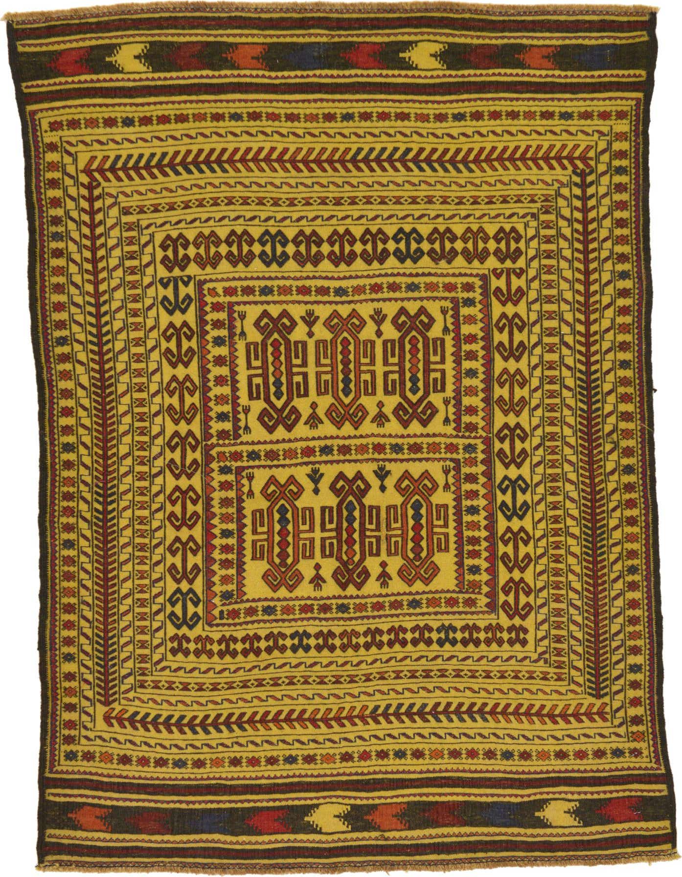 3' 10 x 5' 10 Hand Woven Kilim Afghan Wool Rug