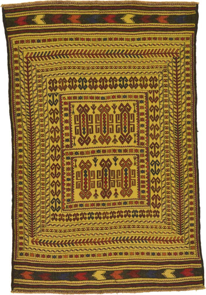 3' 10 x 5' 10 Hand Woven Kilim Afghan Wool Rug