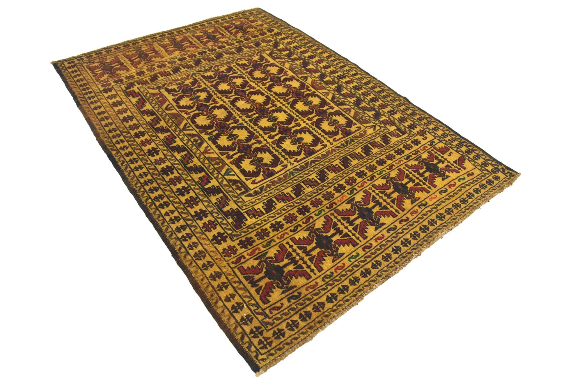 4' 3 x 6' 2 Hand Woven Kilim Afghan Wool Rug