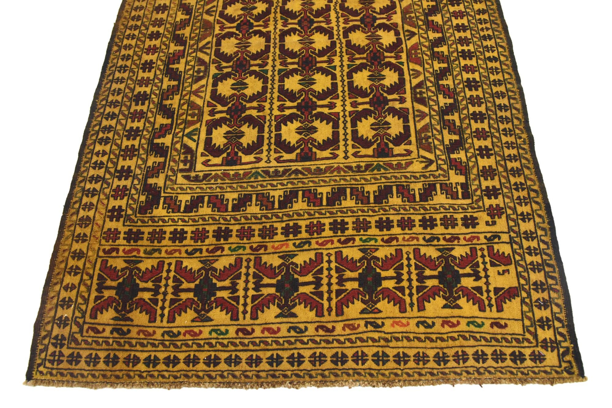 4' 3 x 6' 2 Hand Woven Kilim Afghan Wool Rug