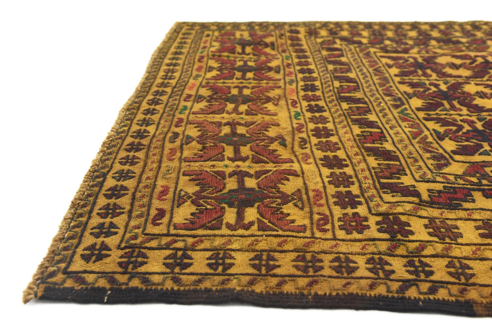 4' 3 x 6' 2 Hand Woven Kilim Afghan Wool Rug