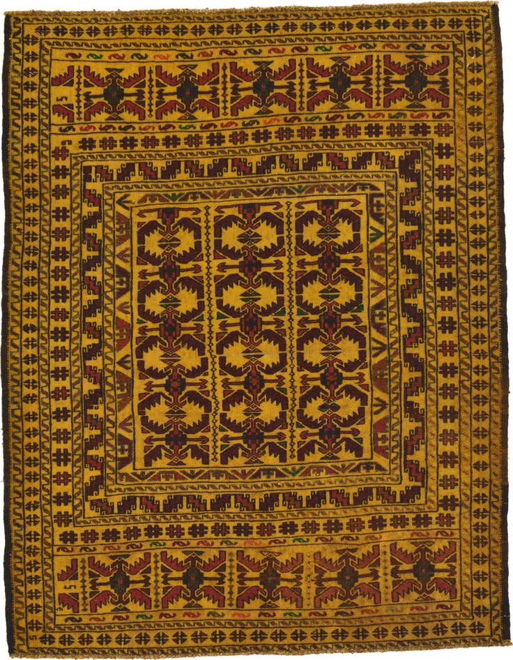Detail image of 4' 3 x 6' 2 Hand Woven Kilim Afghan Wool Rug