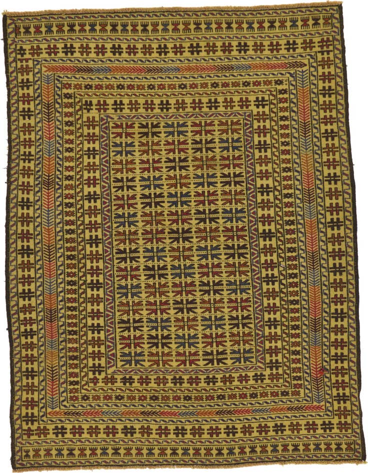 Detail image of 4' x 6' Hand Woven Kilim Afghan Wool Rug
