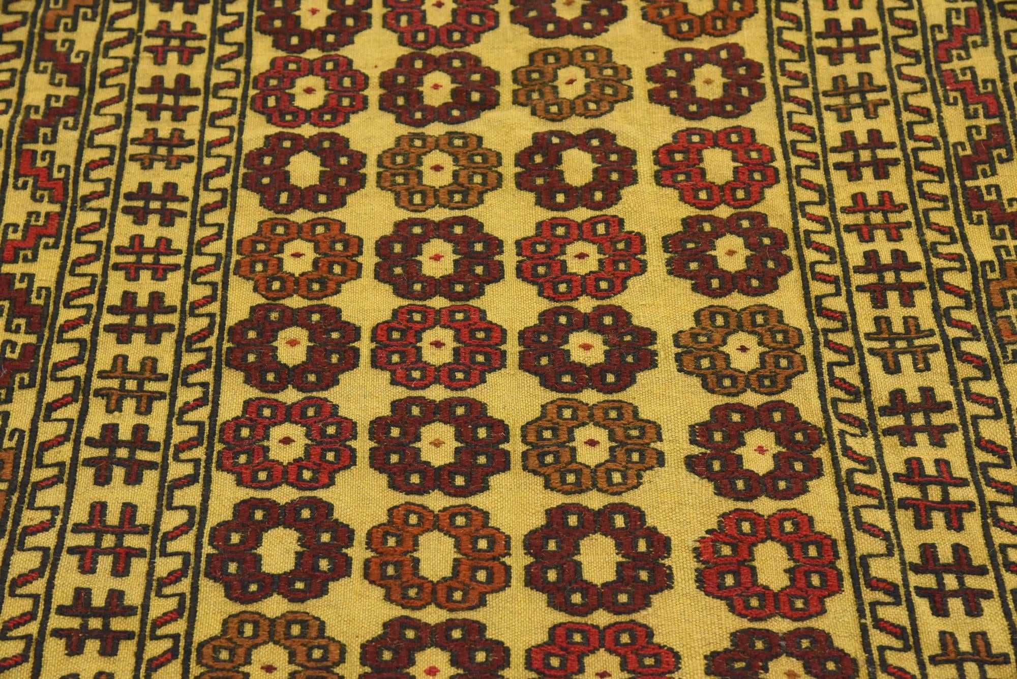 3' 10 x 6' 7 Hand Woven Kilim Afghan Wool Rug