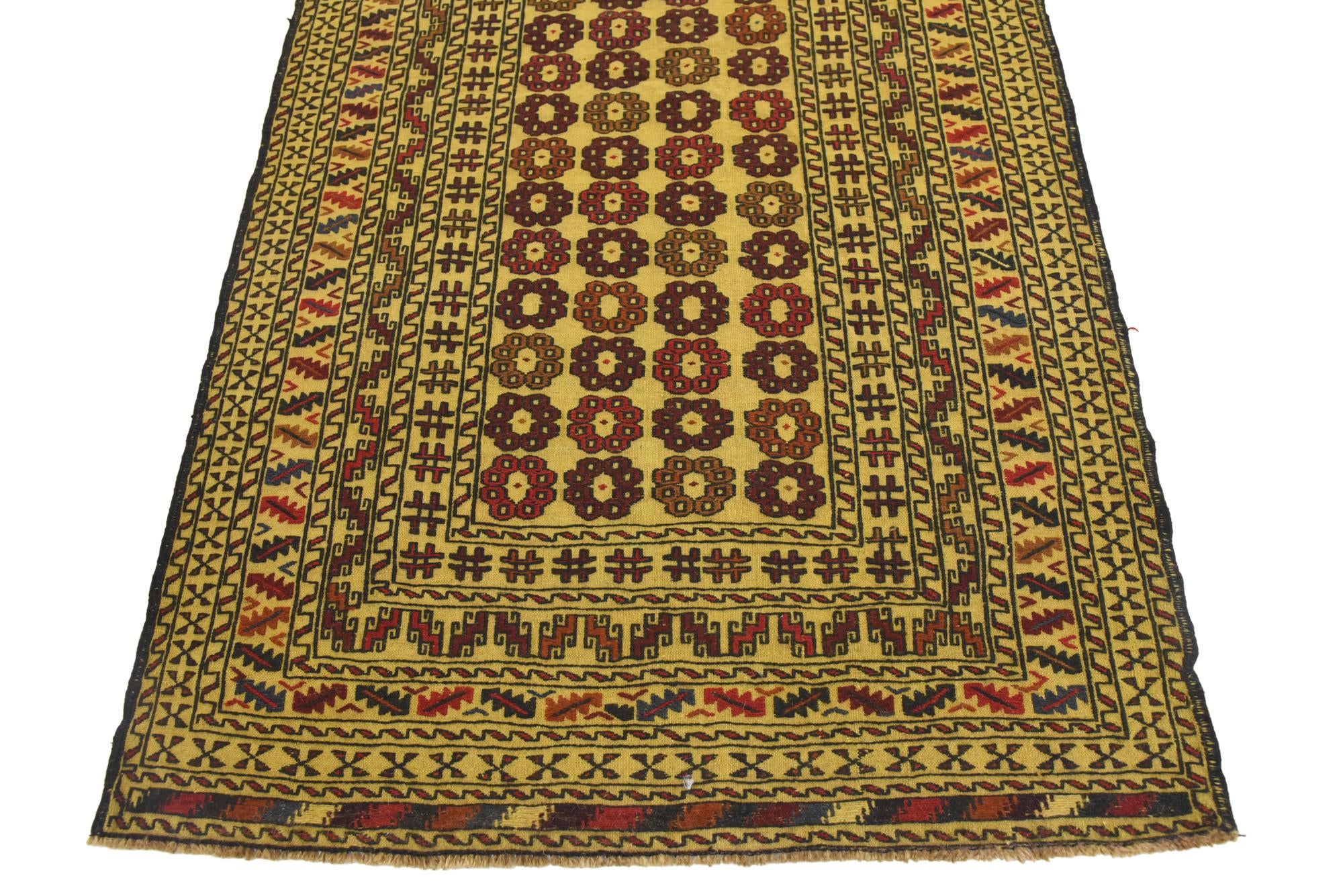 3' 10 x 6' 7 Hand Woven Kilim Afghan Wool Rug