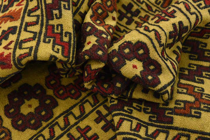 3' 10 x 6' 7 Hand Woven Kilim Afghan Wool Rug