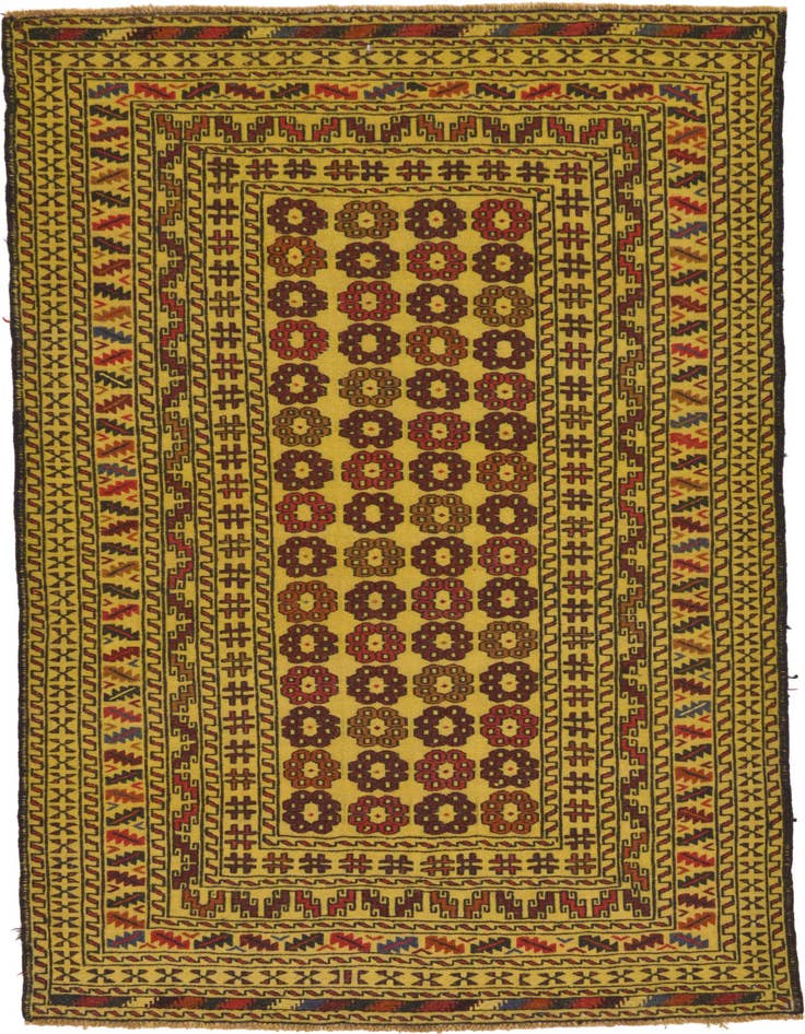 Detail image of 3' 10 x 6' 7 Hand Woven Kilim Afghan Wool Rug