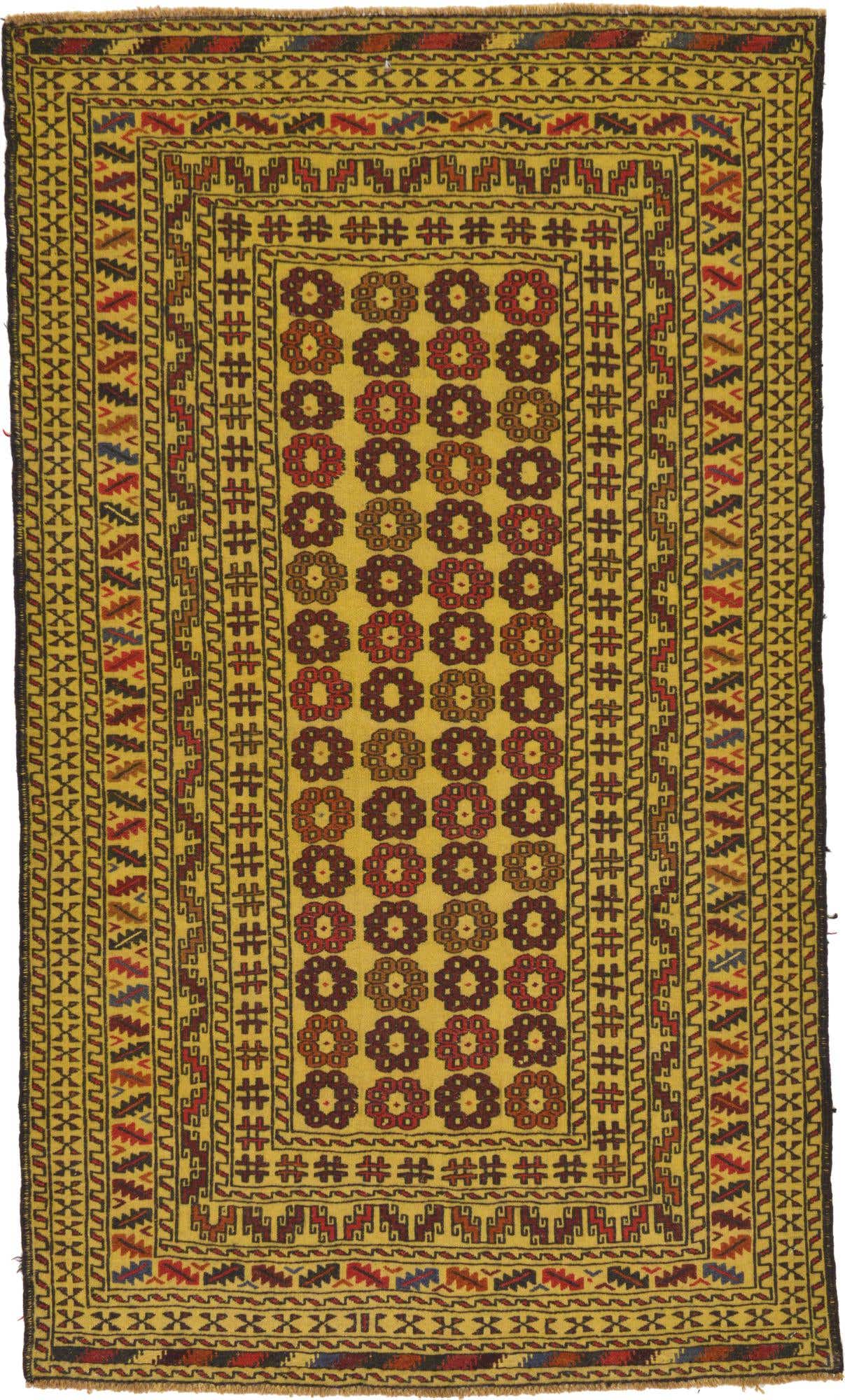 3' 10 x 6' 7 Hand Woven Kilim Afghan Wool Rug