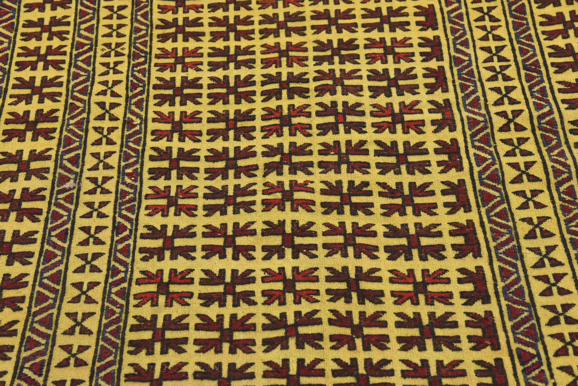 4' 2 x 6' 6 Hand Woven Kilim Afghan Wool Rug