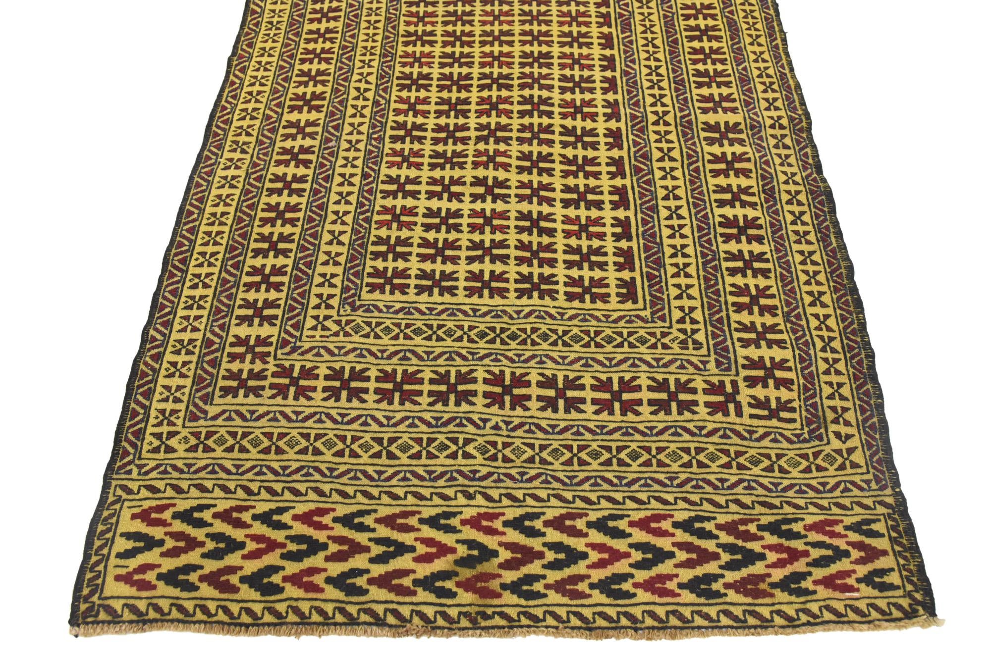4' 2 x 6' 6 Hand Woven Kilim Afghan Wool Rug
