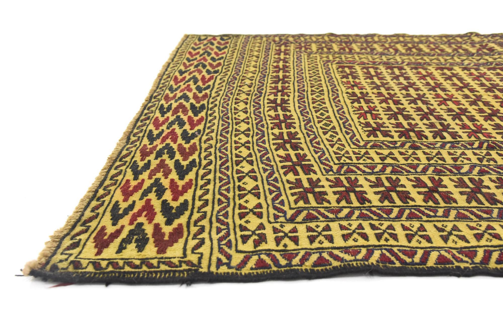 4' 2 x 6' 6 Hand Woven Kilim Afghan Wool Rug