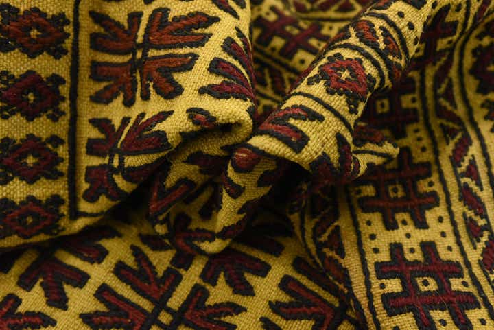 3' 9 x 6' 8 Hand Woven Kilim Afghan Wool Rug