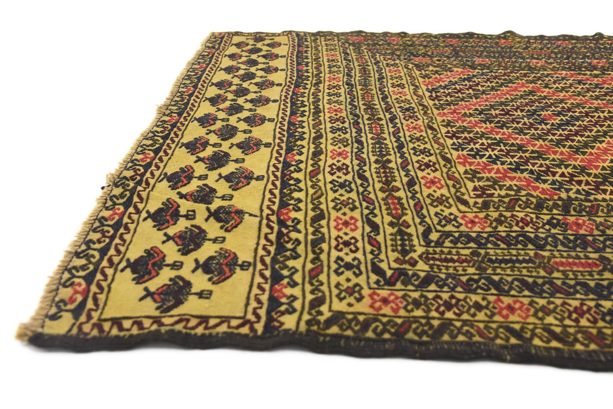 4' 3 x 6' Hand Woven Kilim Afghan Wool Rug