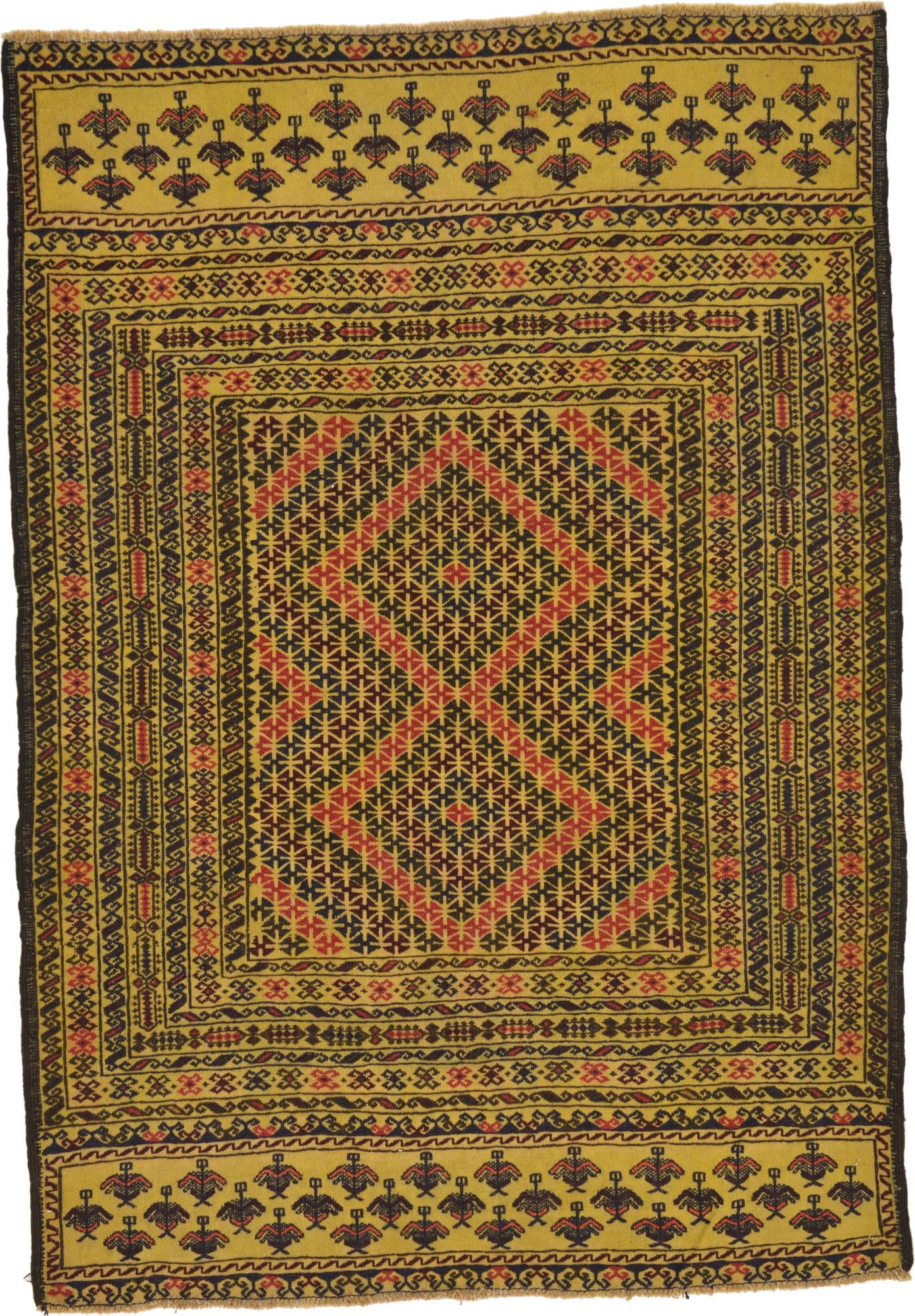 4' 3 x 6' Hand Woven Kilim Afghan Wool Rug