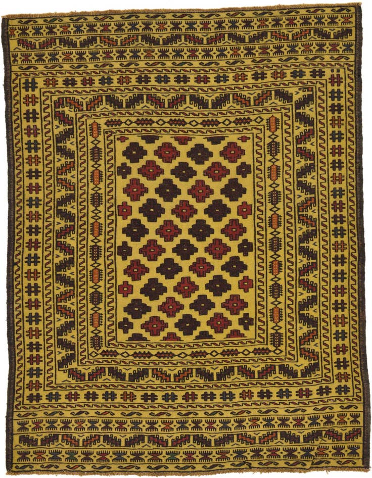 Detail image of 4' x 6' 2 Hand Woven Kilim Afghan Wool Rug
